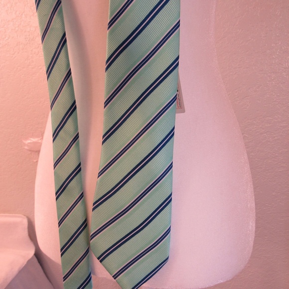 NWT Rosso Bianco Green Blue Striped Necktie Tie - Picture 3 of 7